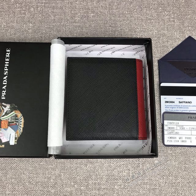 prada錢包 普拉達專櫃最新聖誕限量款系列 2MO004 PRADA男士短款錢夾  pyd2104